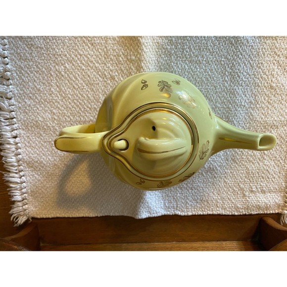 Vintage Canary Yellow/Gold Hall Pottery Teapot #799 w/ Lid Art Deco 6 Cup - Picture 7 of 10
